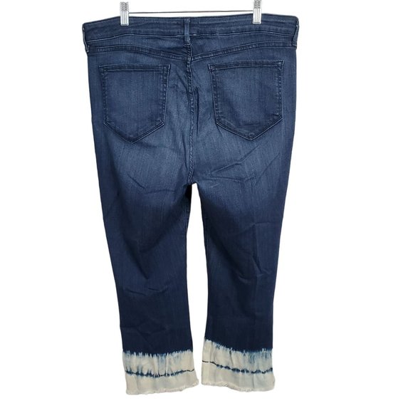 NYDJ Size 16 Jeans Stretch Denim Billie Ankle Boot Tie Dye Frayed Raw Hems Blue - Picture 2 of 9